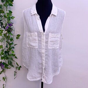Cloth & Stone White Linen Sleeveless Button Down Tunic Oversized Large‎